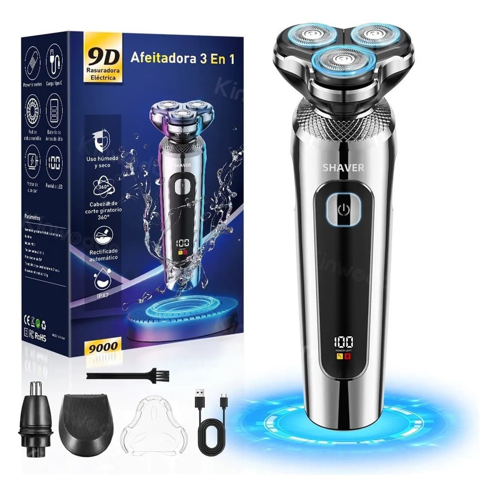 9000 Barbear Elétrico Lavagem de Corpo Inteiro Display Digital Barbear USB TYPE-C Barbear Recarregável20260814