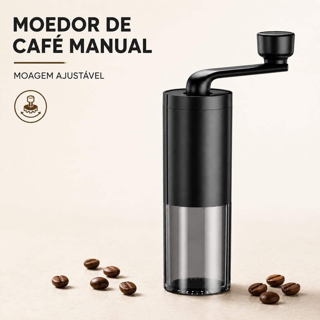Moedor Manual de Café Ajustável para Espresso e Prensa Francesa, Compacto e Portátil