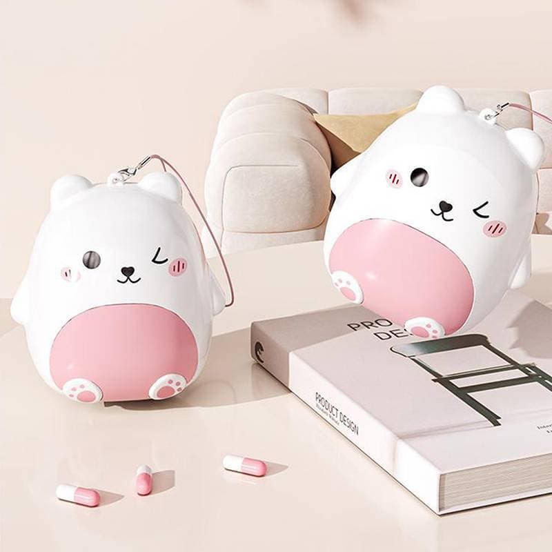 Bonito Dos Desenhos Animados Pequeno Urso Portátil Dupla Camadapartment Saindo Paed Separadamente Armazenamento De Medic