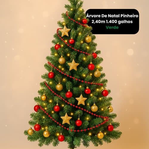Arvore Natal Pinheiro Artificial 240cm Folhagem Densa Verde Decoraçao Festas