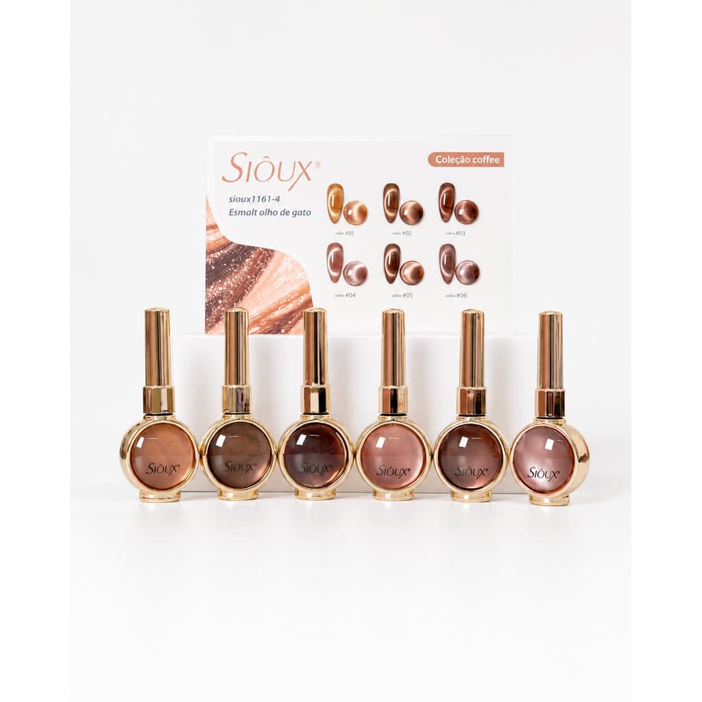 Kit Esmalte em Gel Olho de Gato Coleção Coffee 12ml Sioux 6 Cores