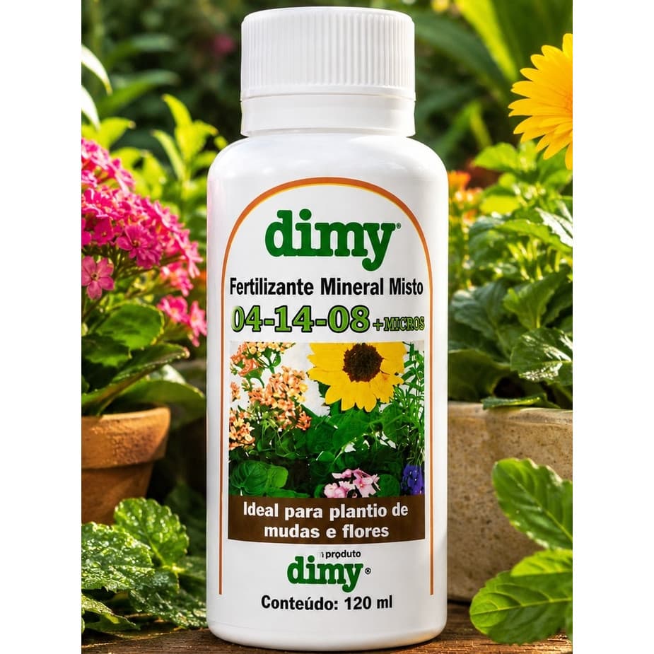 Adubo NPK Fertilizante Dimy 04-14-08 + Micros 120ml Ideal para Mudas e Flores 4 14 8