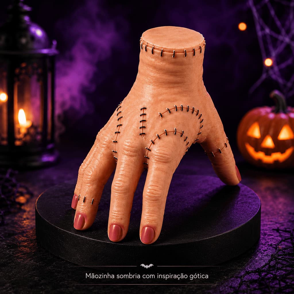 Mão Decorativa Wandinha Família Addams para Halloween Fantasia Cosplay e Festa Temática