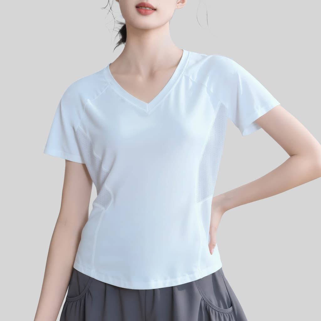 Verão gaze estilo Fitness manga curta roupas de Yoga femininas