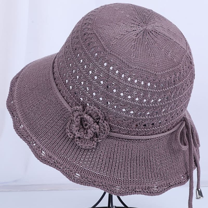 Verão mãe chapéu feminino estilo fino grande borda chapéu de sol meia-idade idosos respirável balde chapéu avó protetor