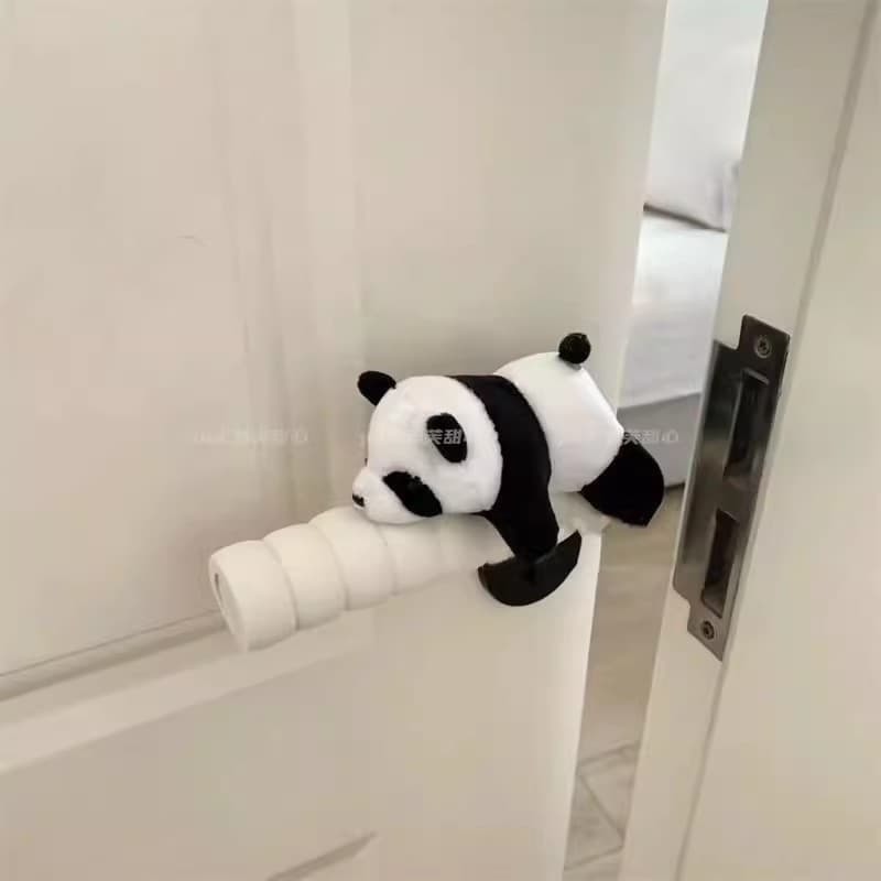 Capa de maçaneta antiestática com design de panda fofo, anticolisão, decoração aconchegante para quarto, capa de maçanet