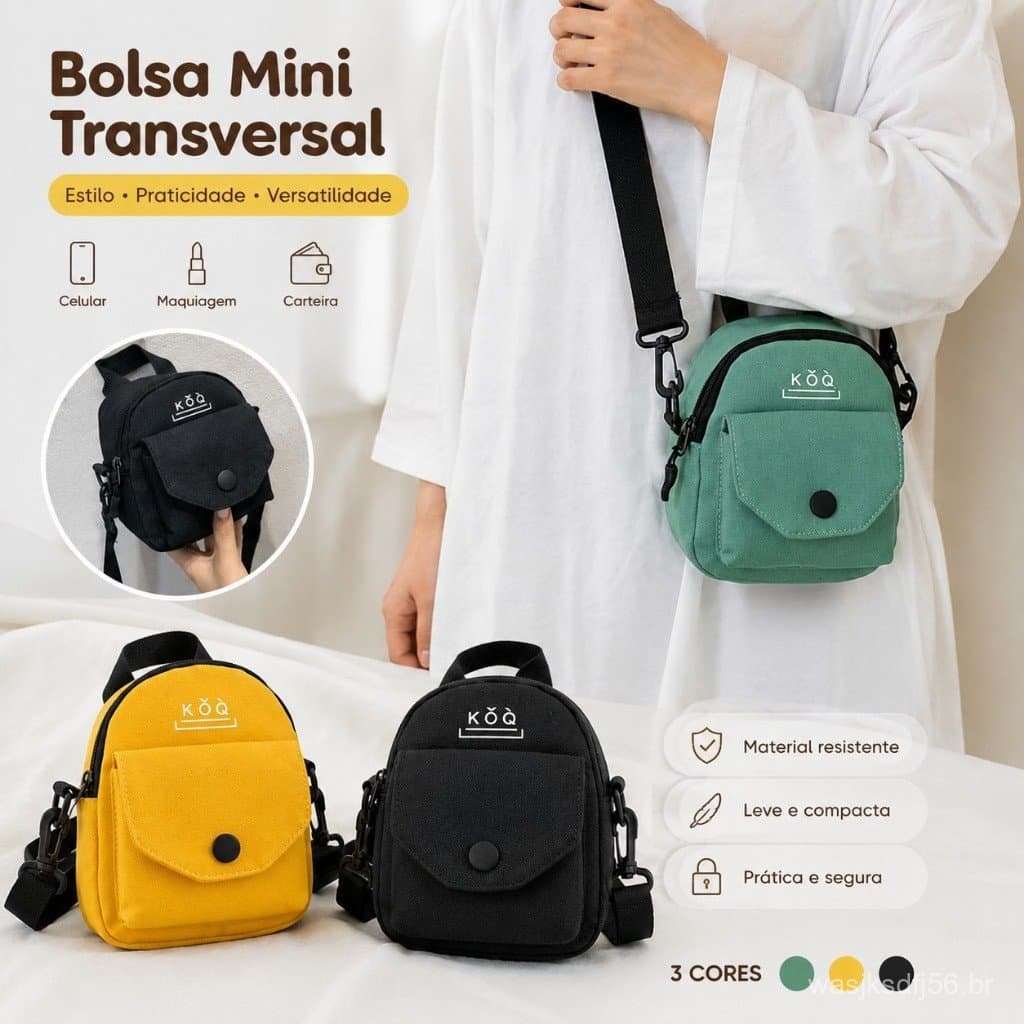 Bolsa Transversal Pequena Feminina, Bolsa de Lona Unissex para Telefone, Bolsa Casual Pequena, Mini Bolsa de Mão