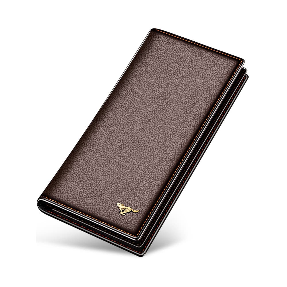 Sete lobos carteira masculina de couro genuíno novo estilo longo Slot para vários cartões primeira camada de couro pai c
