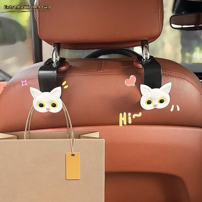 2 Pçs Adorável 3D Dos Desenhos Animados Gato Assento De Carro Ganchos De Encosto De Cabeça-Organizador Universal De Arma