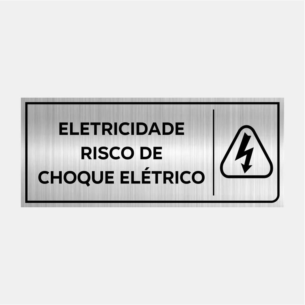 Placa Sinalização Risco De Choque Elétrico 24x10cm