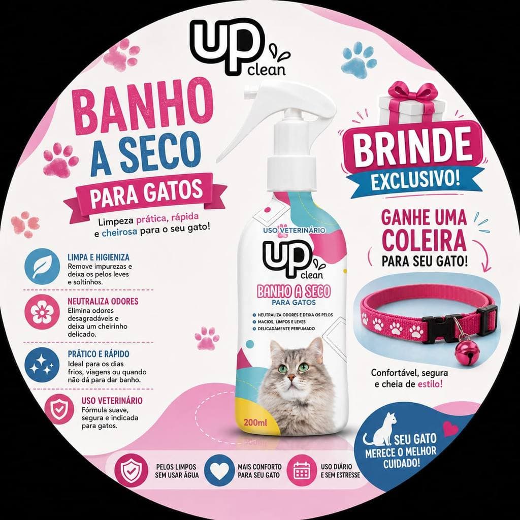 Banho A Seco Para Gatos 300ml +coleira de gatos