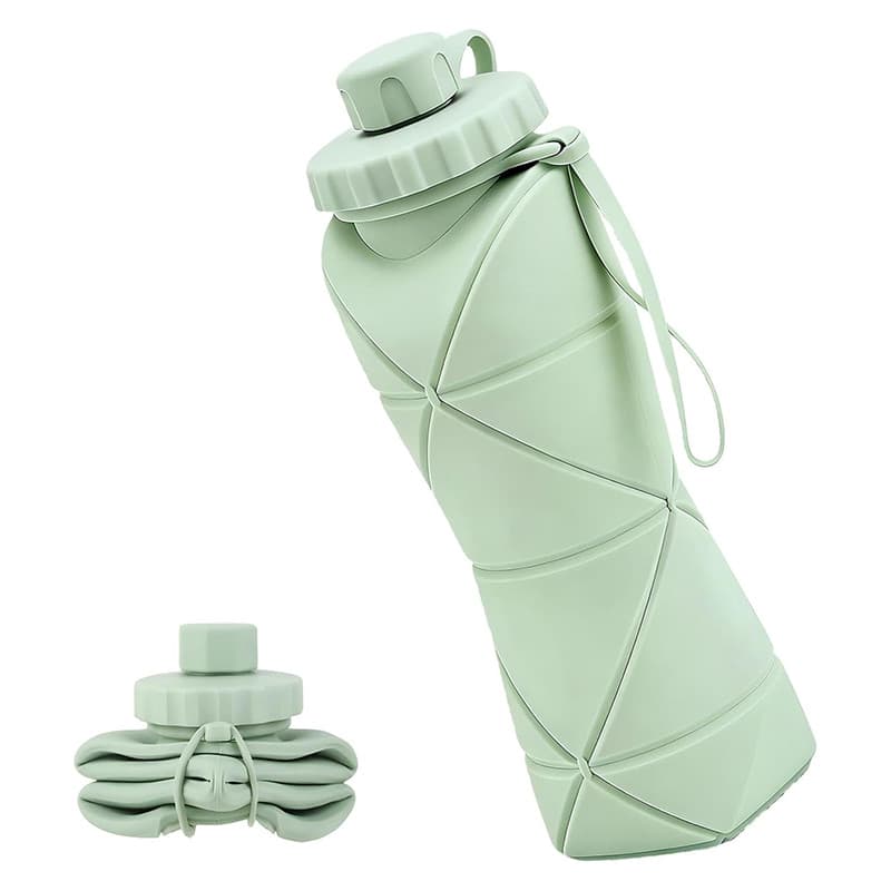 Garrafas De Água Dobráveis 20 Onças (600 Ml) , Garrafa Reutilizável Leve Portátil Dobrável De Silicone Sem BPA Com Tampa
