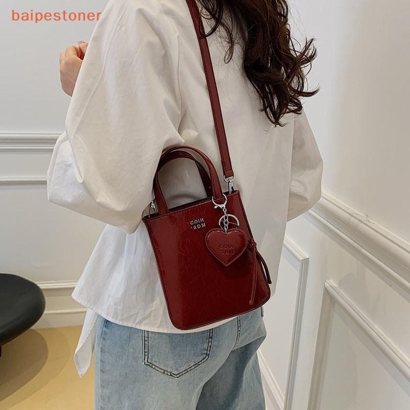 [baipestoner] Bolsa de Ombro Quadrada Pequena Moderna em Couro PU, Design Minimalista Elegante, Resistente a Arranhões R