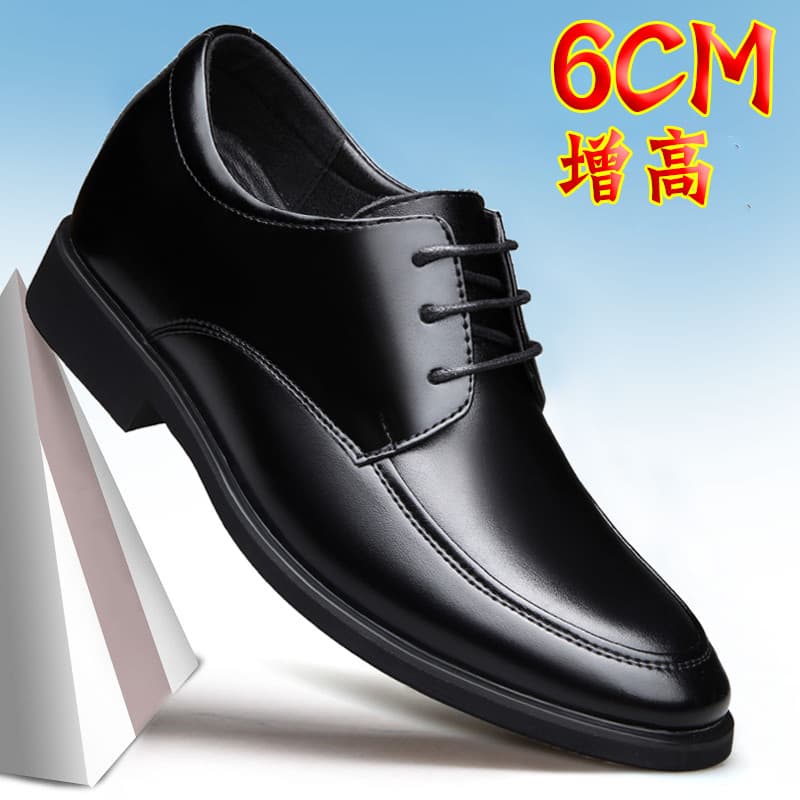 Outono interior aumentando sapatos masculinos 6CM couro genuíno preto britânico negócios Formal Wear trabalho sapatos de