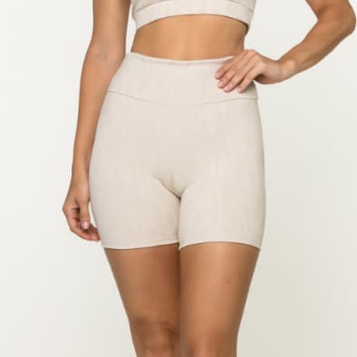 Short Academia Feminino Textura Poliamida Cintura Alta Shorts Fitness Treino Zero Transparência