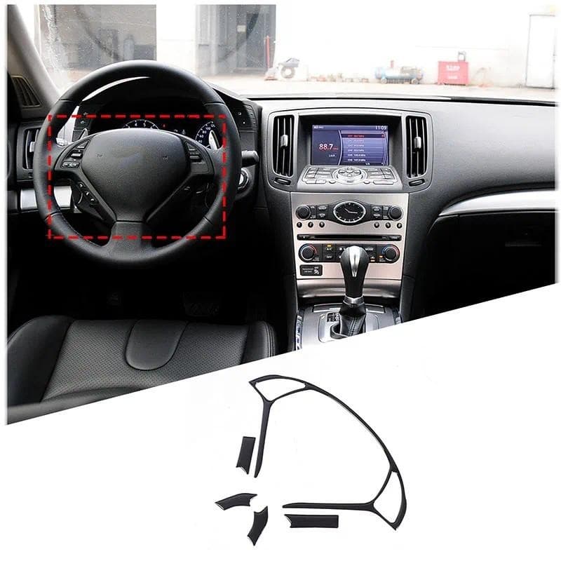 Para Infiniti G25 G27 G37 2007-2013 PVC Preto Volante Do Carro Quadro Capa Guarnição Adesivos Interior Acessórios