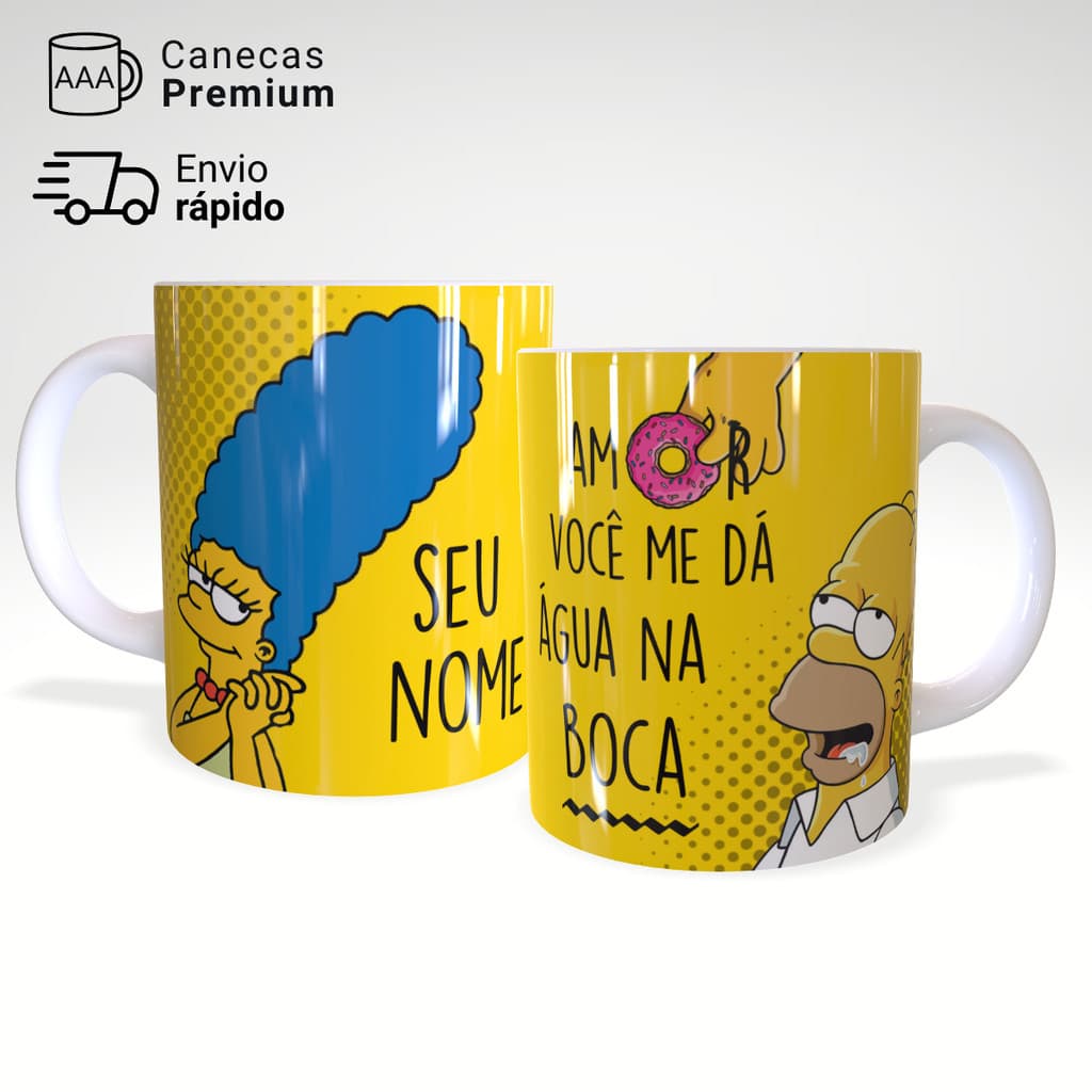Caneca Xícara Simpsons Amor Homer e Marge Personalizada Porcelana 320ml – JURO