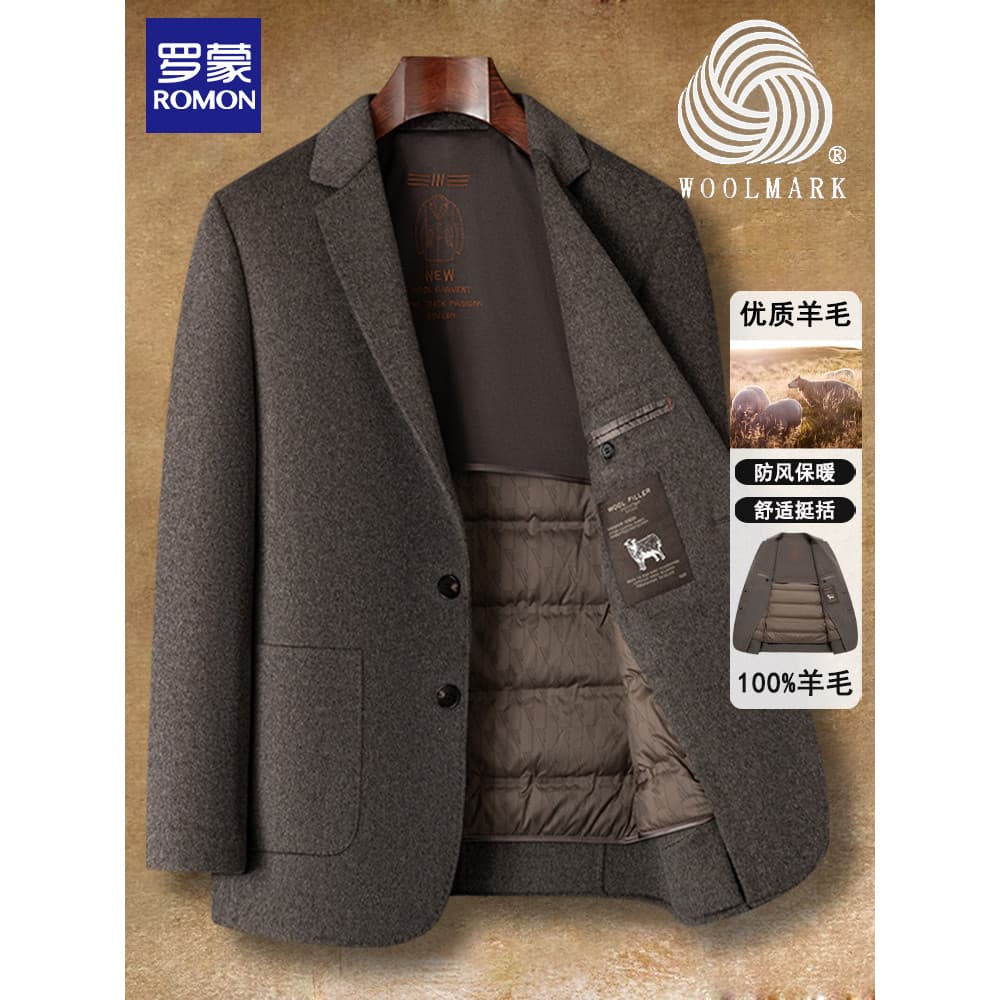 [100% lã] Lomon masculino curto terno de lã casaco outono inverno novo estilo forro casaco de lã completo