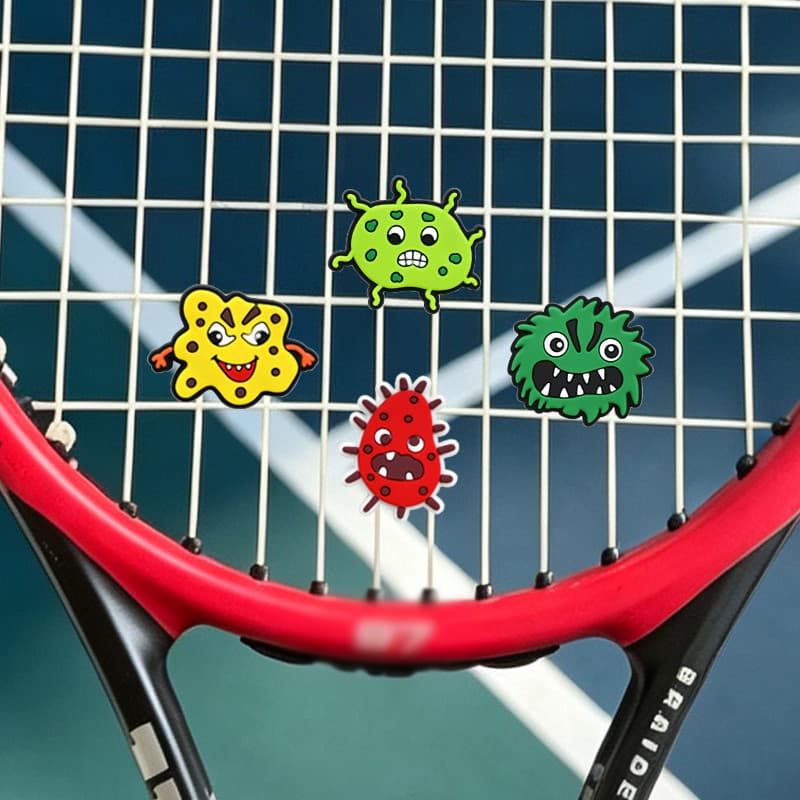 Raquete de tênis amortecedor bonito bactérias tênis partículas à prova de choque dos desenhos animados Squash amortecedo
