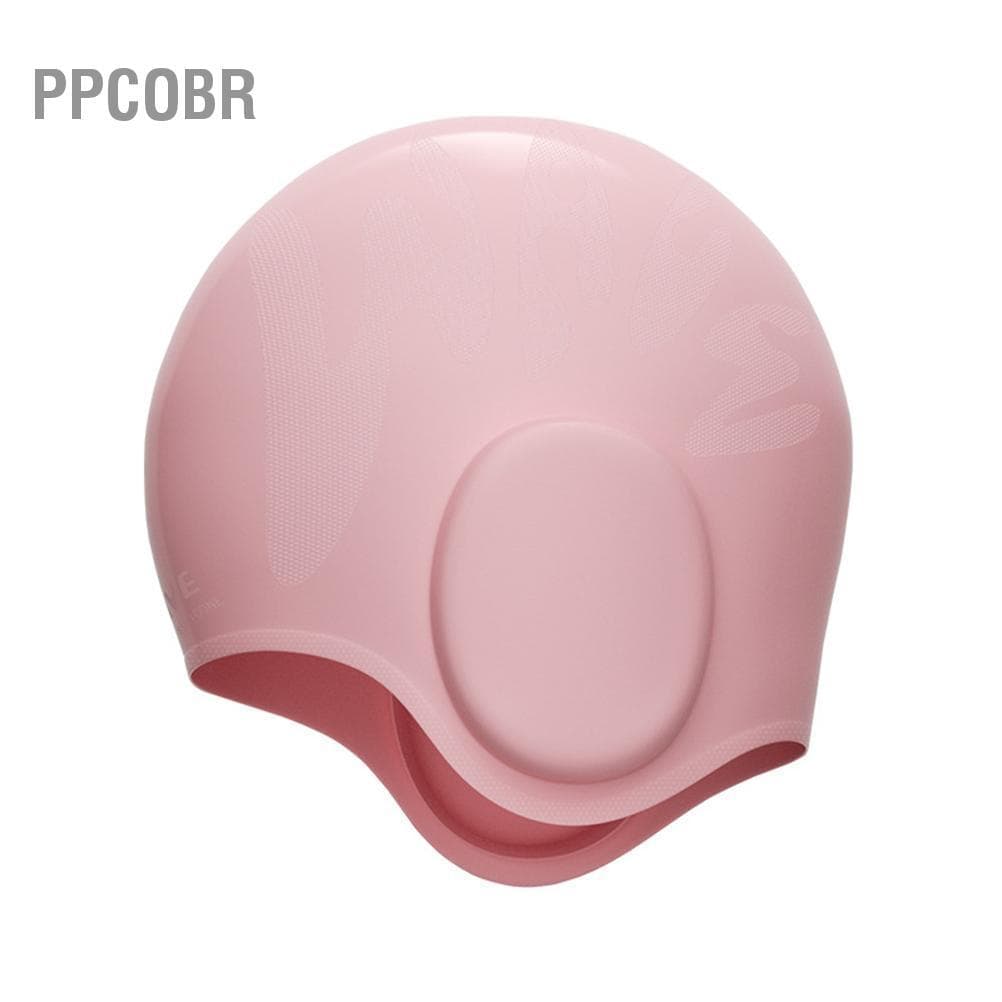 Ppcobr Chapéu de natação de silicone com proteção de ouvido 3D para homens e mulheres unissex à prova d\'água