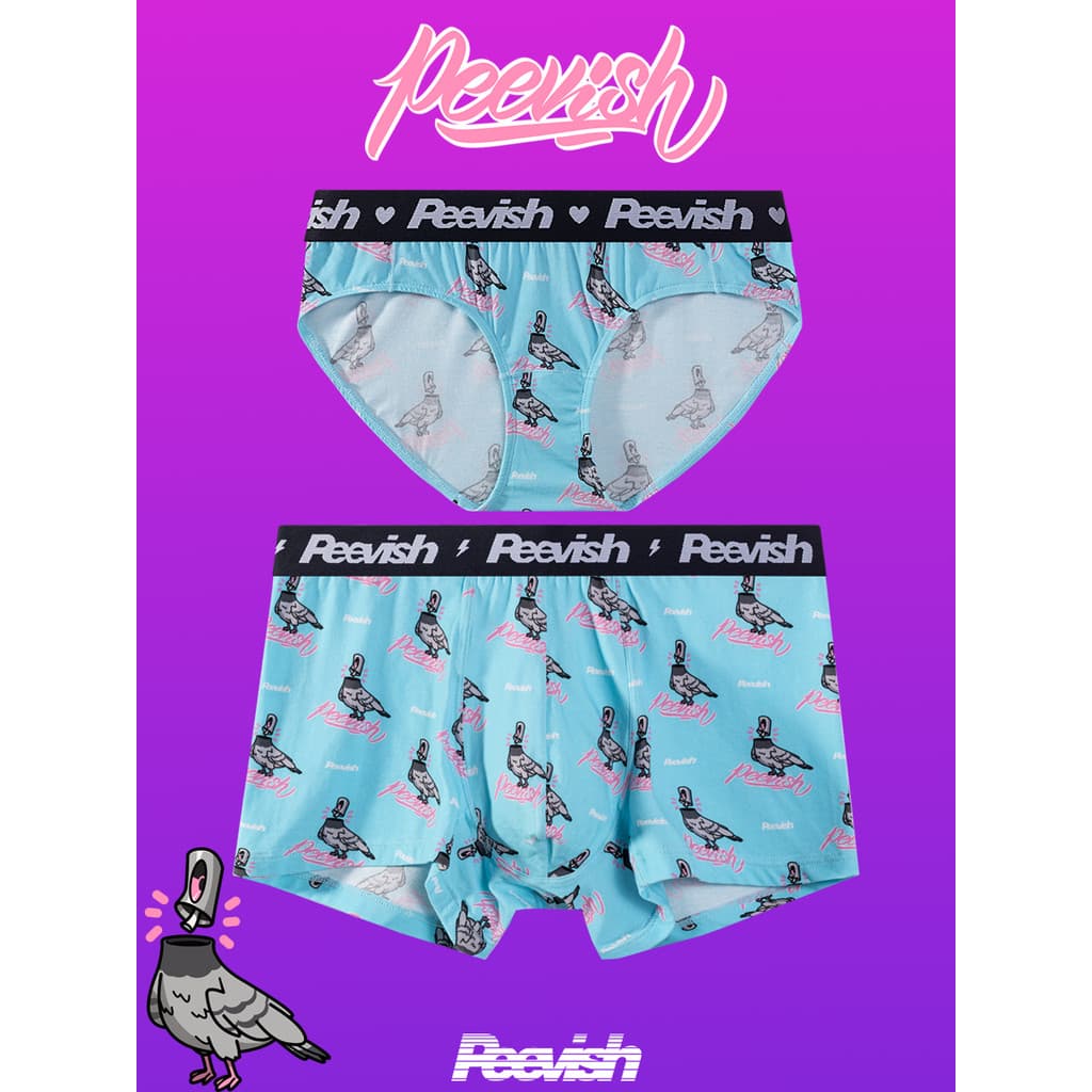 PEEEVISH/trovão perigos dos desenhos animados bonito casal antibacteriano puro algodão Boxer briefs das mulheres dos hom