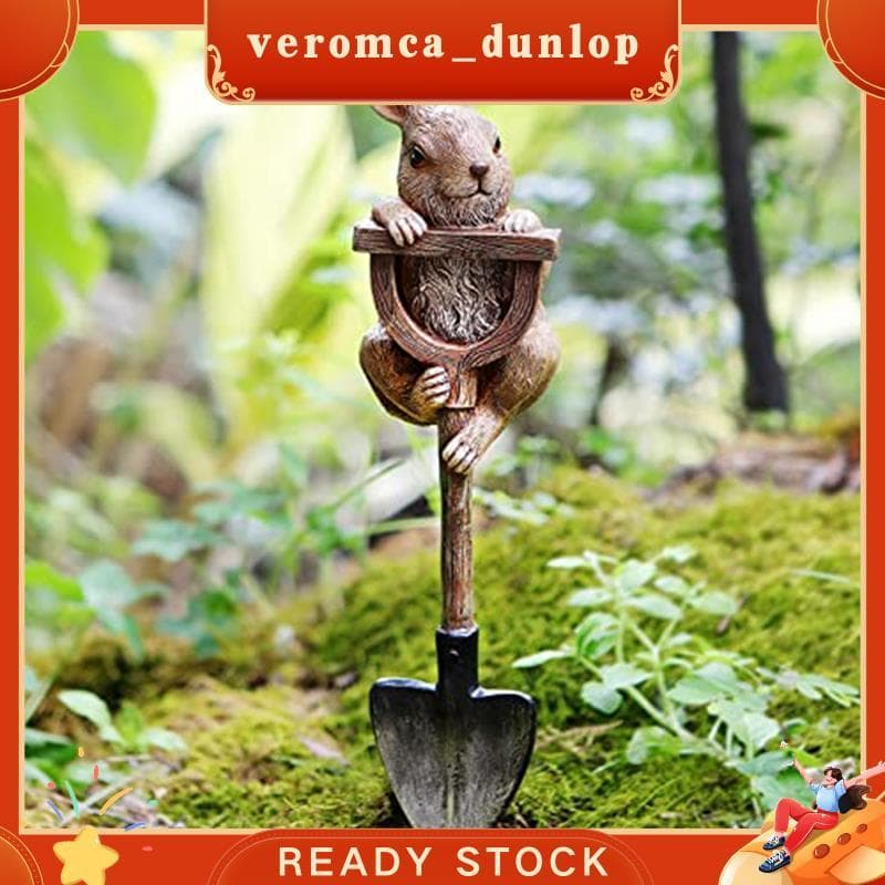 Estátua De Coelho Decoração Caprichosa De Jardim Para Exterior , Estatueta De Resina Na Pá , De Gramado Ao Ar Livre