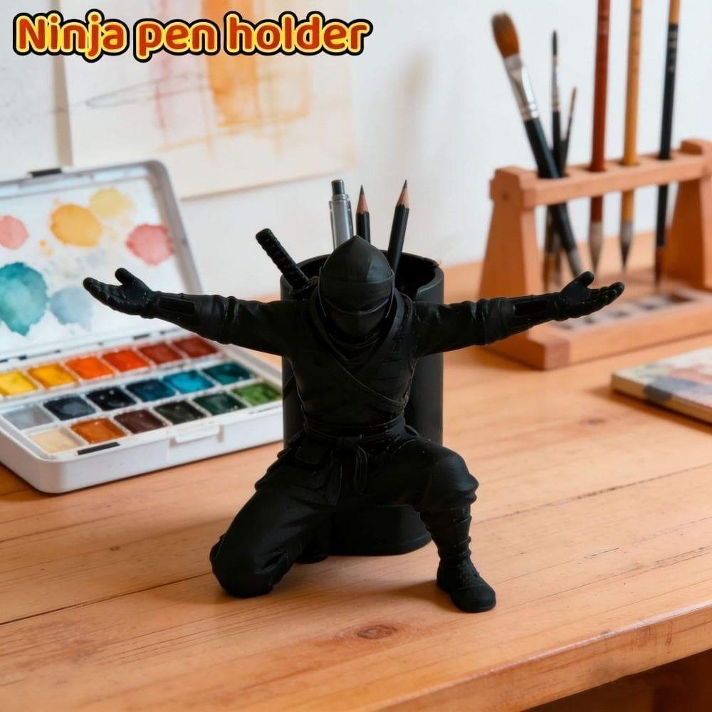 Suporte De Caneta Ninja Guerreiro , Impresso Em 3D Estável De Plástico , Base Antiderrapante Engraçada , Estudante De Or