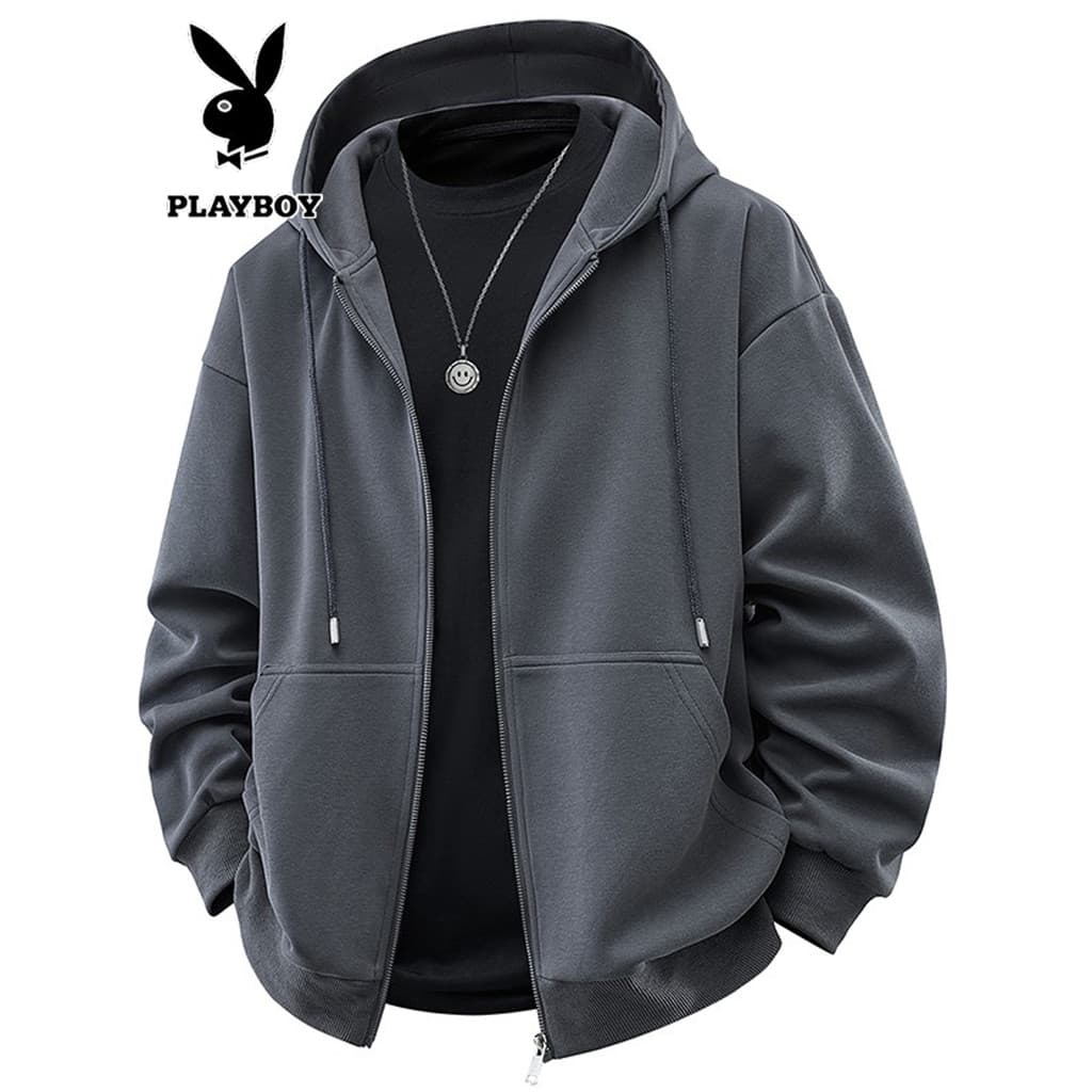 Playboy outono inverno estilo High street Zhongshan moletom masculino velo-velo com capuz Cardigan rua