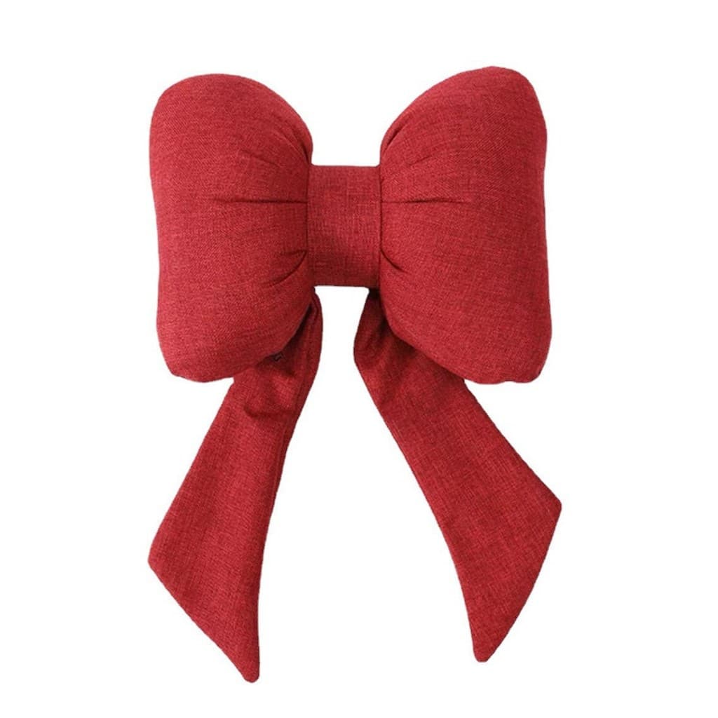 Almofada de pelúcia para cabeça e pescoço com laço para interior de carro, decoração de assento.