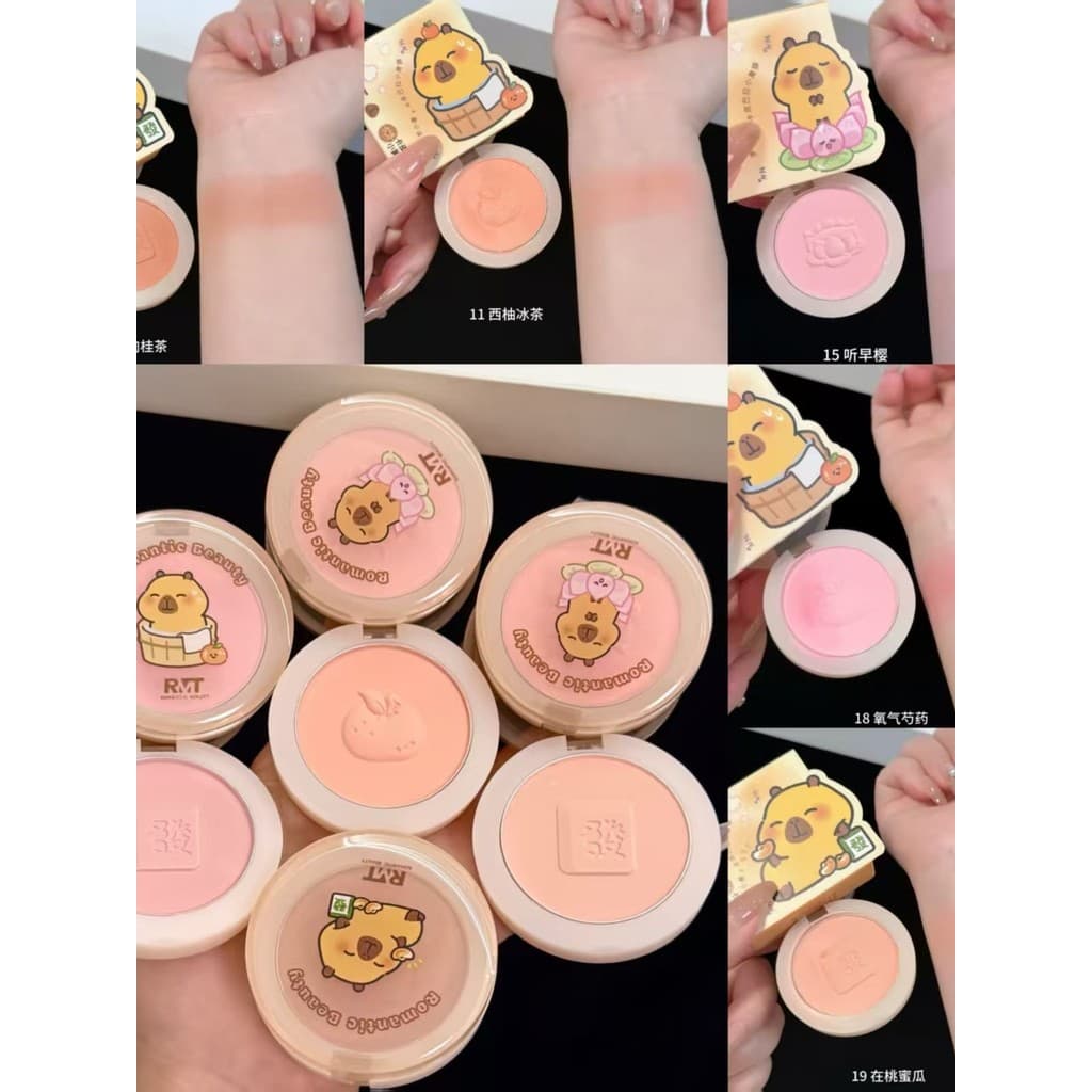 Luo Xiaoman Kapibara Co-Branded Blush Vitalidade Atmosfera Brilhante Encolher Cor Sedosa Renderização Tridimensional Con