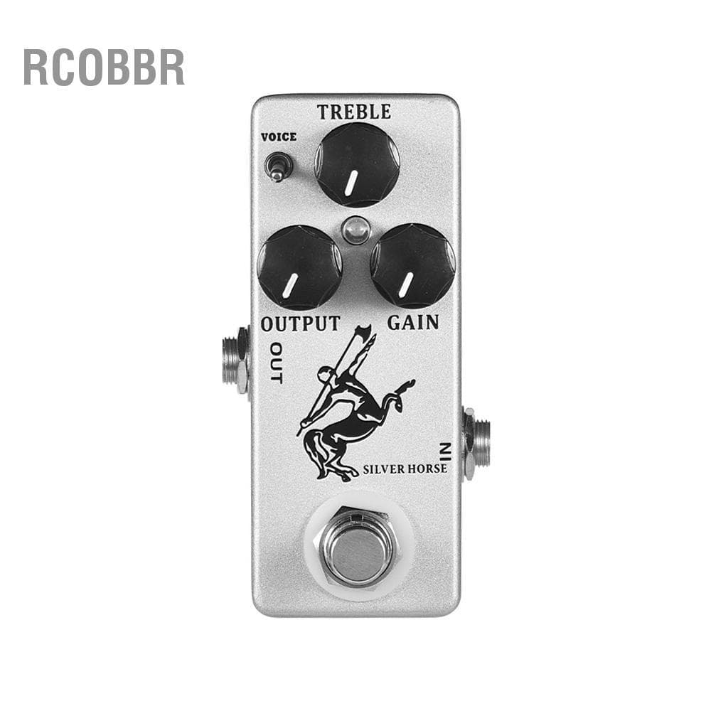 Rcobbr Pedal de efeito overdrive siuke, pedal de efeito prateado para guitarra, concha de metal completa, true bypass,