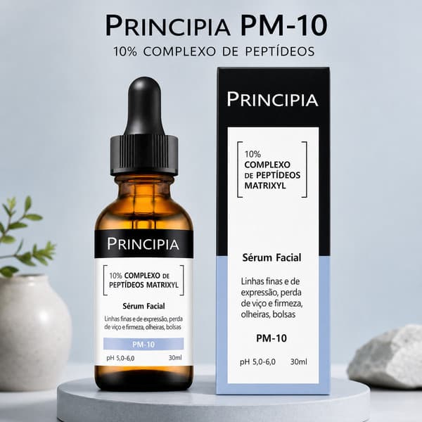 Sérum facial com 10% Complexo de Peptídeos Matrixyl, 30ml. Combate linhas finas, aumenta a firmeza da pele e melhora olh