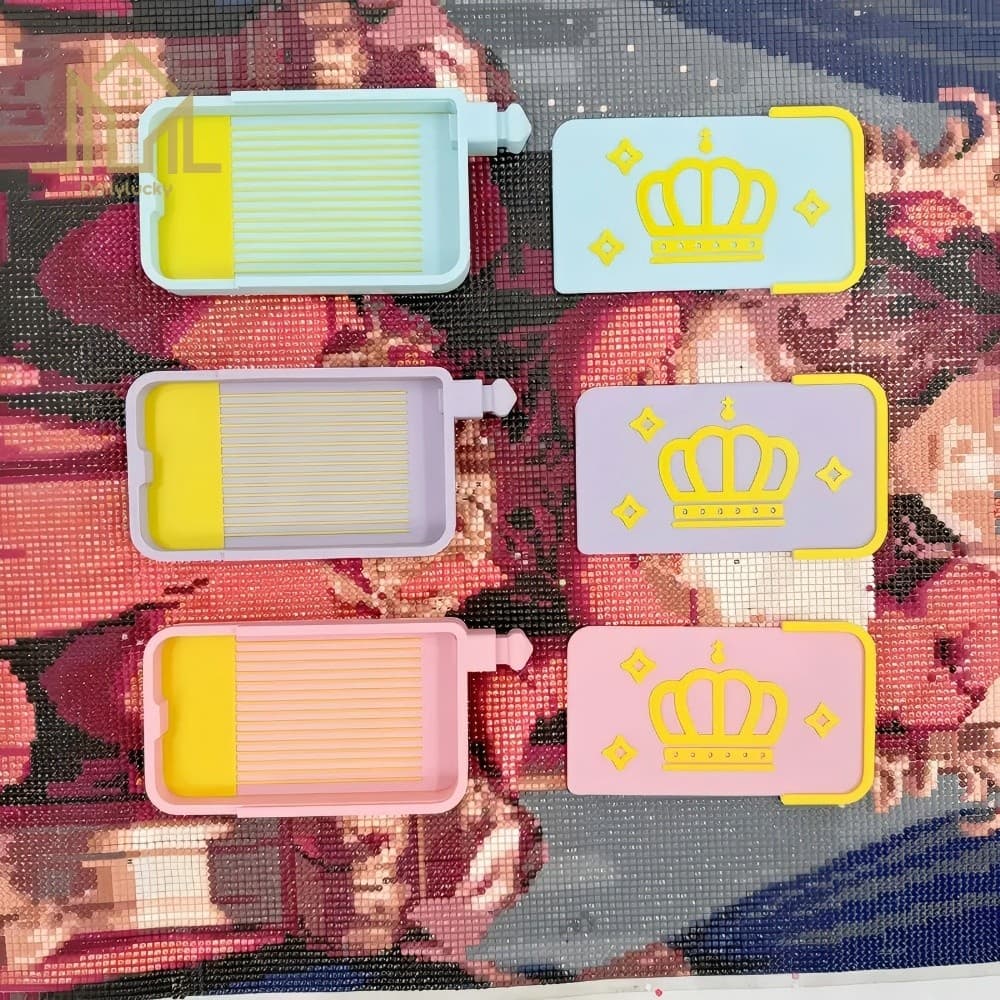 Crown Design Flip Cover Bandeja De Pintura De Diamante Bico Placa ABS À Prova De Poeira Brocas Quadradas Redondas [Daily