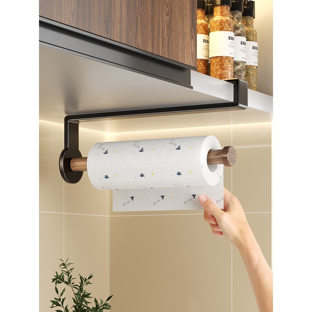 Cabide de papel de cozinha estilo médio antigo, envoltório plástico dedicado, absorvente de óleo, armazenamento de papel