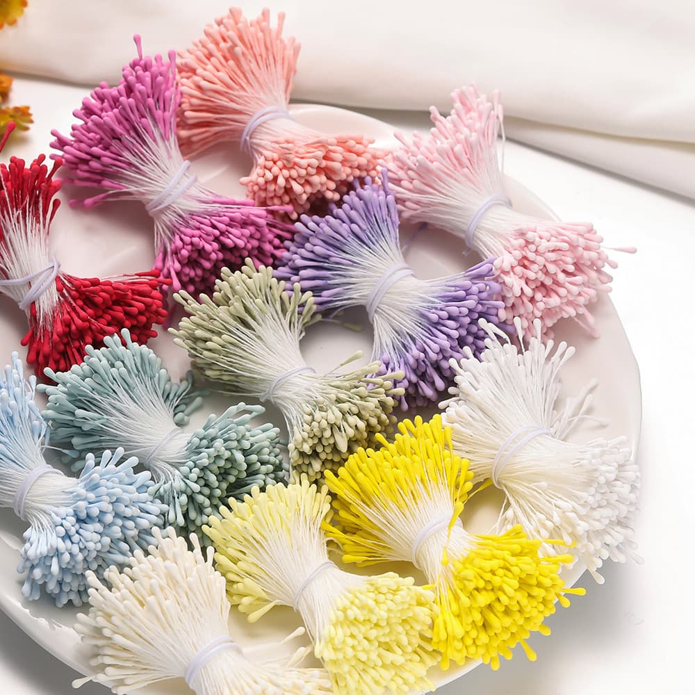 Estames de flores artificiais de gesso de 2mm, núcleos de flores foscos, materiais artesanais para acessórios de cabelo