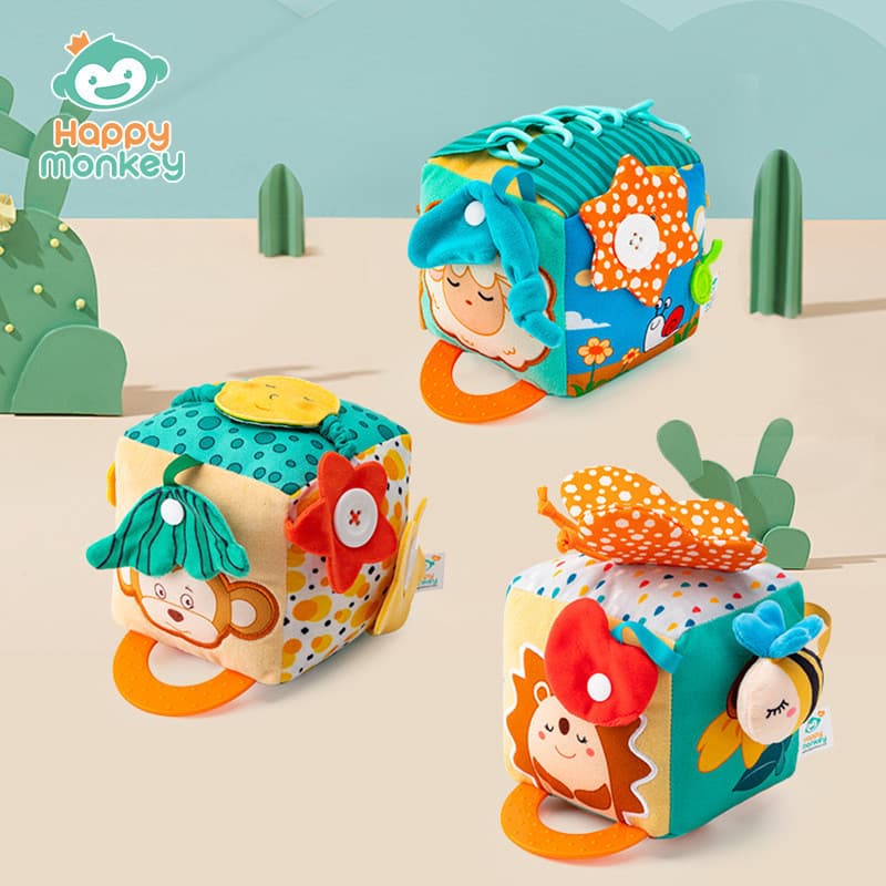 Macaco feliz bebê prática vestir brinquedos bloco de construção chocalho infantil inteligência desenvolvimento educação