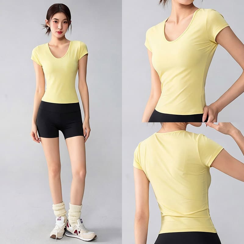 Shorts de manga curta de secagem rápida respirável Pilates Yoga Suit feminino