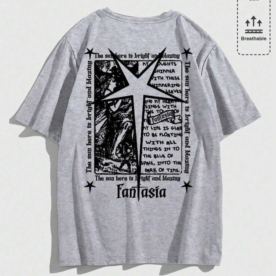 Camiseta Grunge Punk Masculina Streetwear Oversized Algodão Casual Moderna