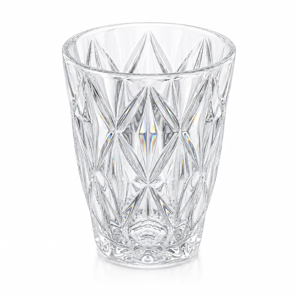 Jogo 6 Copos Lapidados 260ml Vidro Cristalino Sète Home - Kit Copo Whisky Água Suco Drinks Bar Cozinha