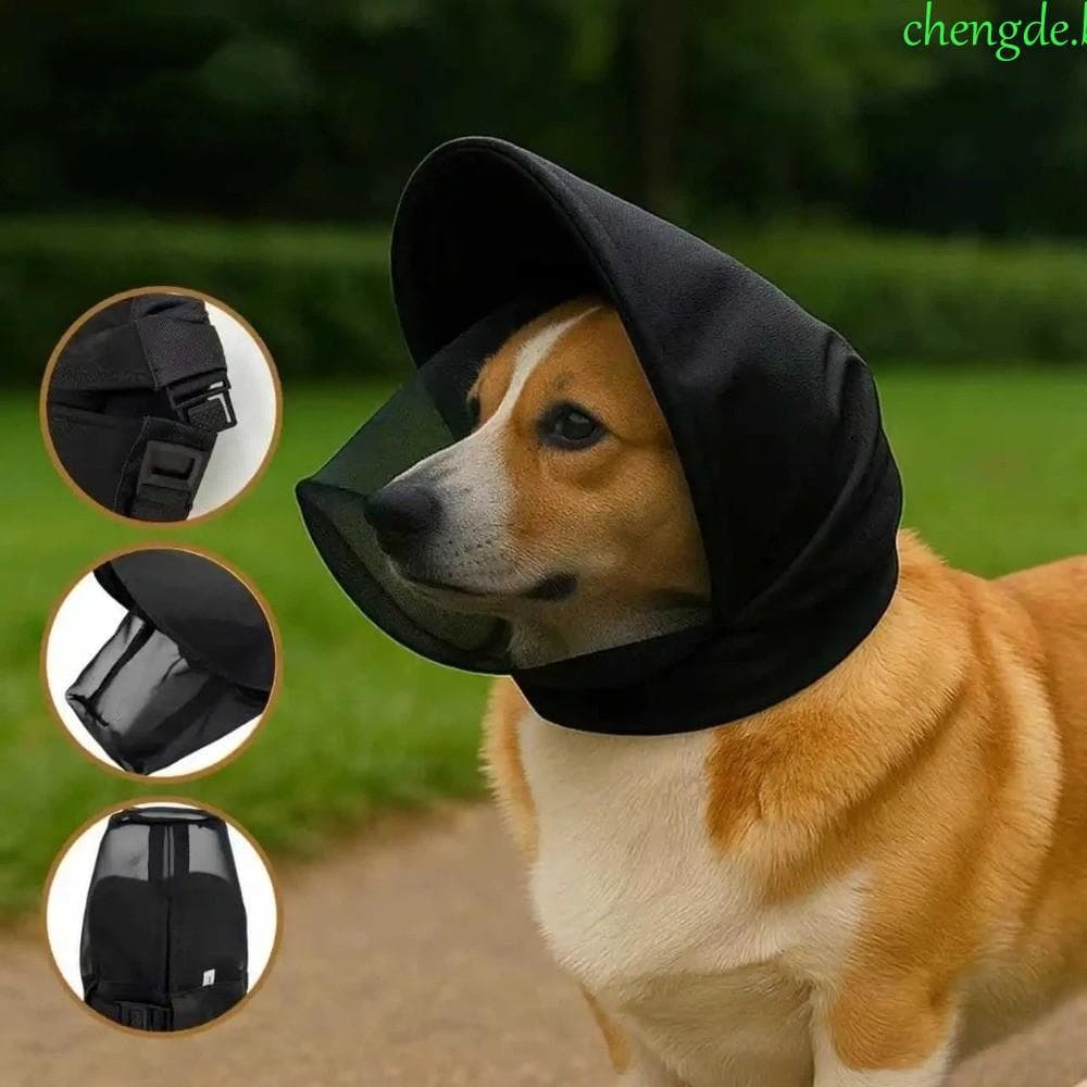 Capacete Para Cães CHENGDEBR , Máscara Protetora De Poliéster , Capa De Malha Respirável Cabeça De Animais De Estimação