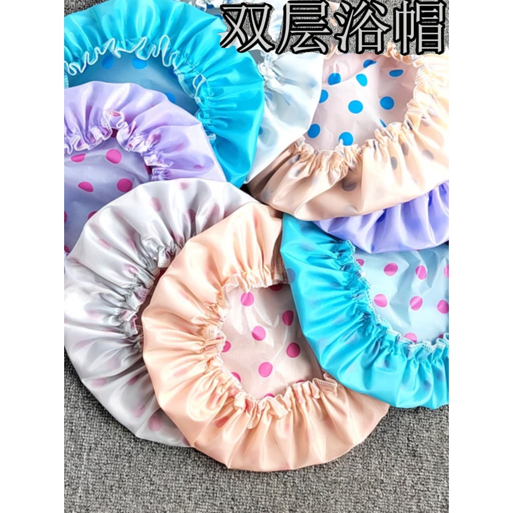 Touca de banho dupla à prova d'água, touca de banho para adultos e mulheres, cozinha, à prova de fumaça, touca de cabelo