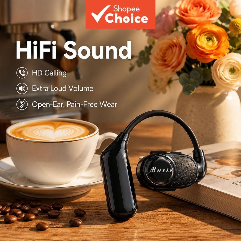 Fones de Ouvido V3, Bluetooth Sem Fio, Fones de Ouvido Gamer, Fone de Ouvido Aberto de Uma Só Orelha, Fones de Ouvido