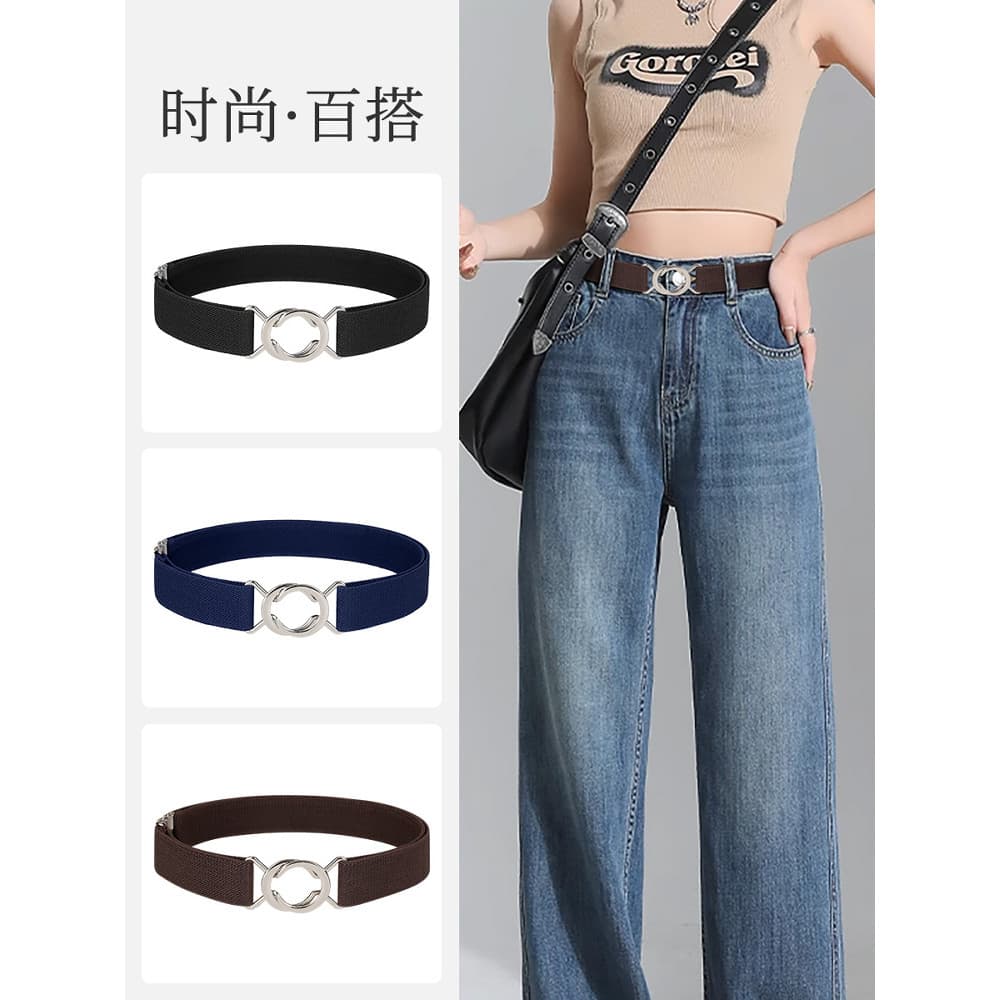 Cinto preguiçoso feminino novo estilo ajustável elástico cinto feminino com Jeans invisível calças sem costura cinto