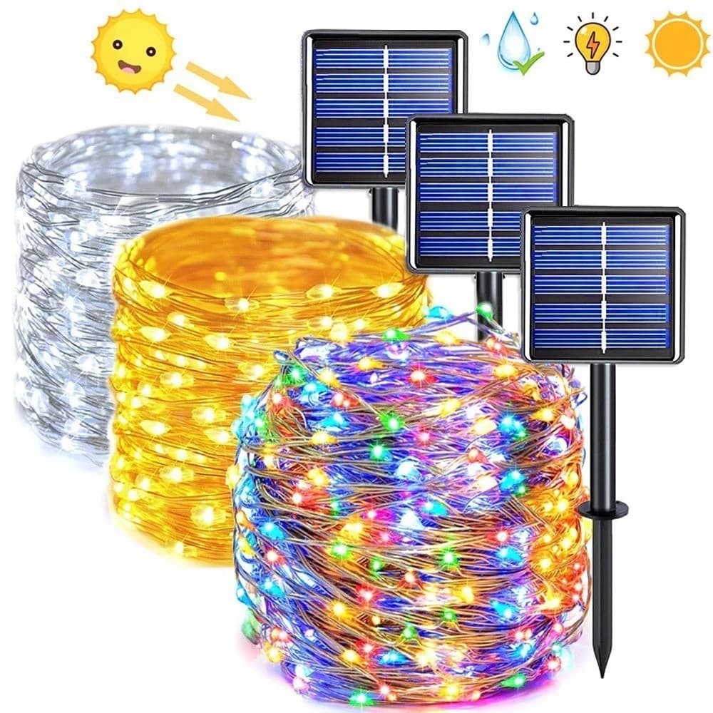 Cortina Solar LED 12M/22M/32M – Luzes de Gelo e Corda, À Prova d’Água, Decoração para Jardim, Varanda e Festas