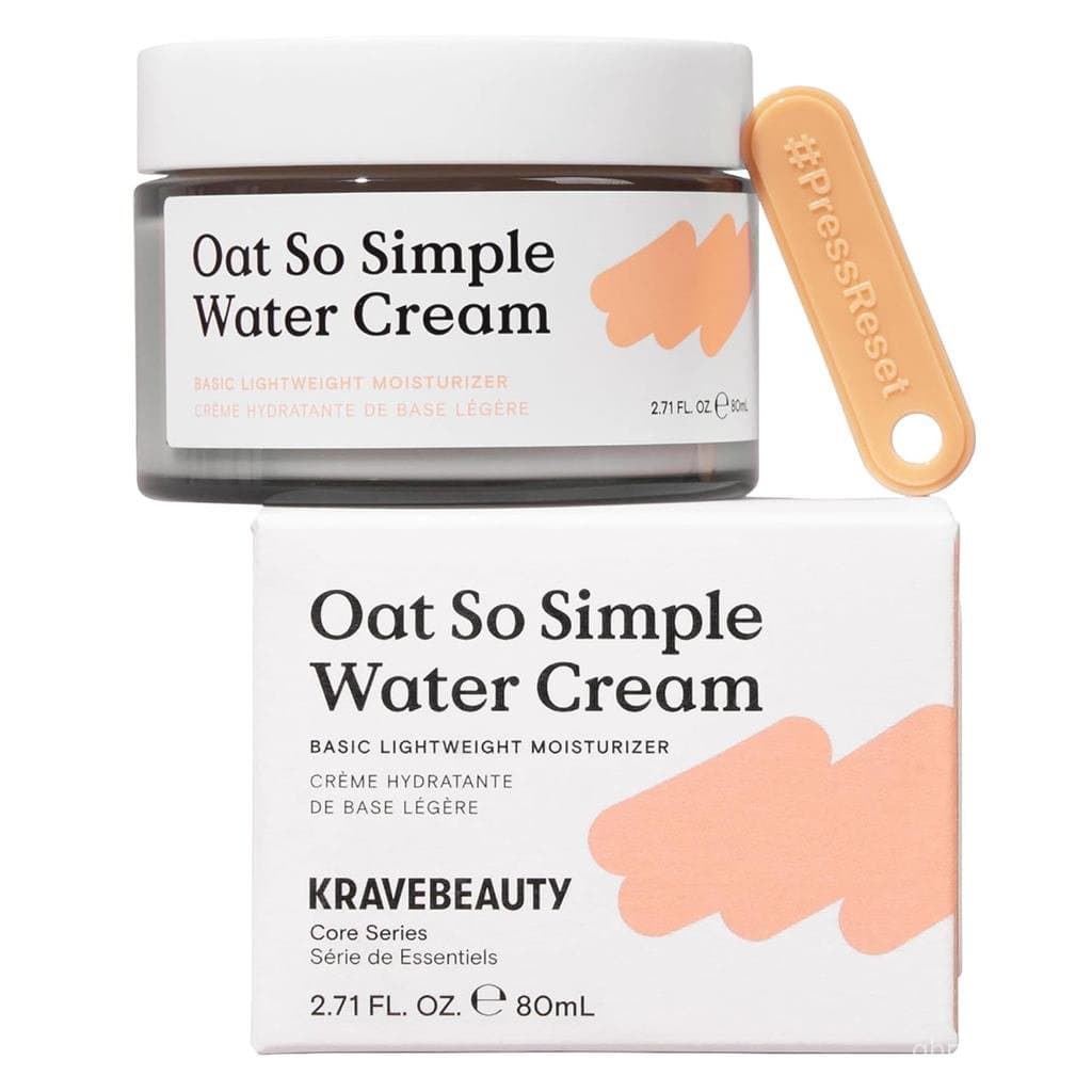 KraveBeauty Oat So Simple Water Cream para Pele Seca e Sensível, 80 mL |   Hidratante Facial em Gel Leve que Acalma, Hid
