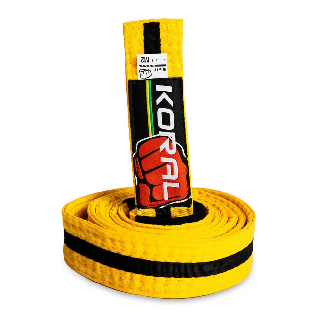 Faixa Jiu-Jitsu Amarela com Listra Preta Infantil Koral