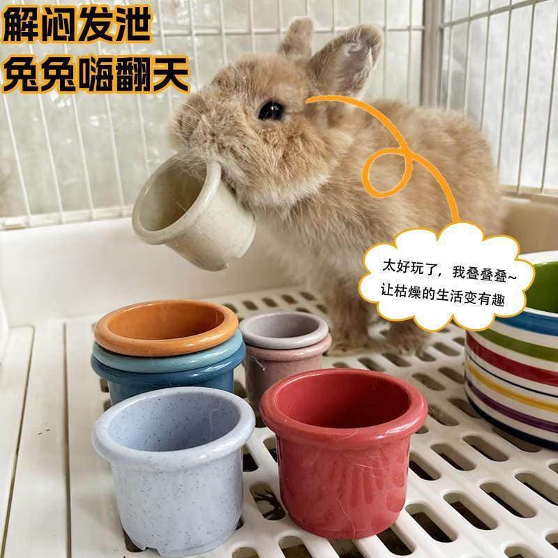 Copos Empilháveis para Coelhos, Brinquedo de Forrageamento para Pequenos Animais de Estimação, Brinquedo Educativo para