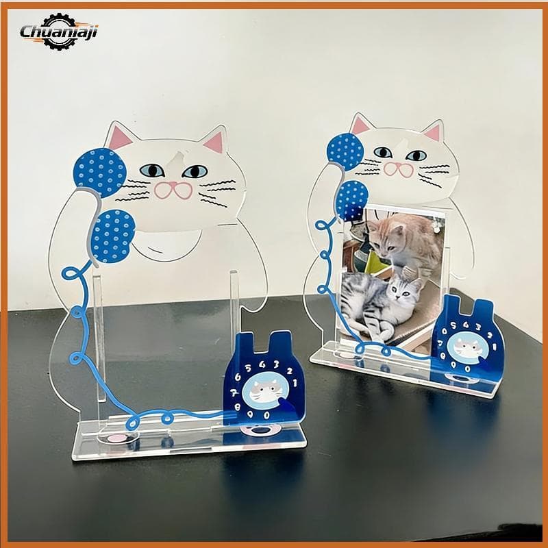 Chuaniaji 3 Polegada Moldura De Foto Para Animais De Estimação Acrílico Gatinho Quadro De Exibição Bonito Animal Suporte