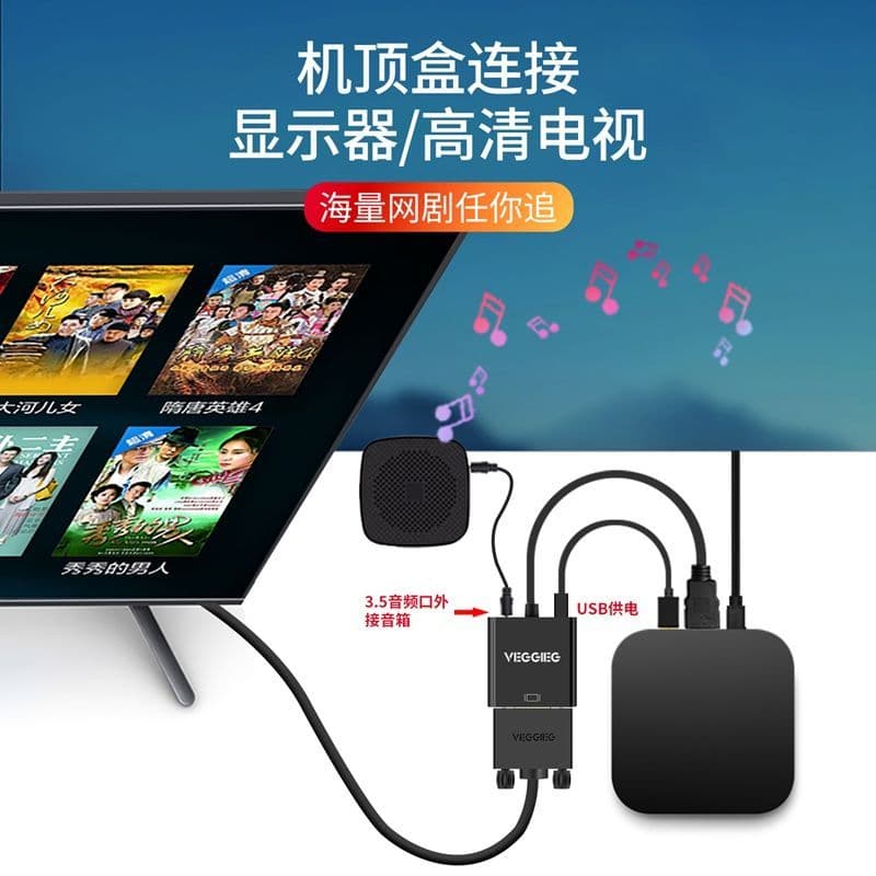 Vig hdmi para vga Conector vga Conversor de cabo vga htmi com fonte de áudio Cabo de tela de Monitor de computador
