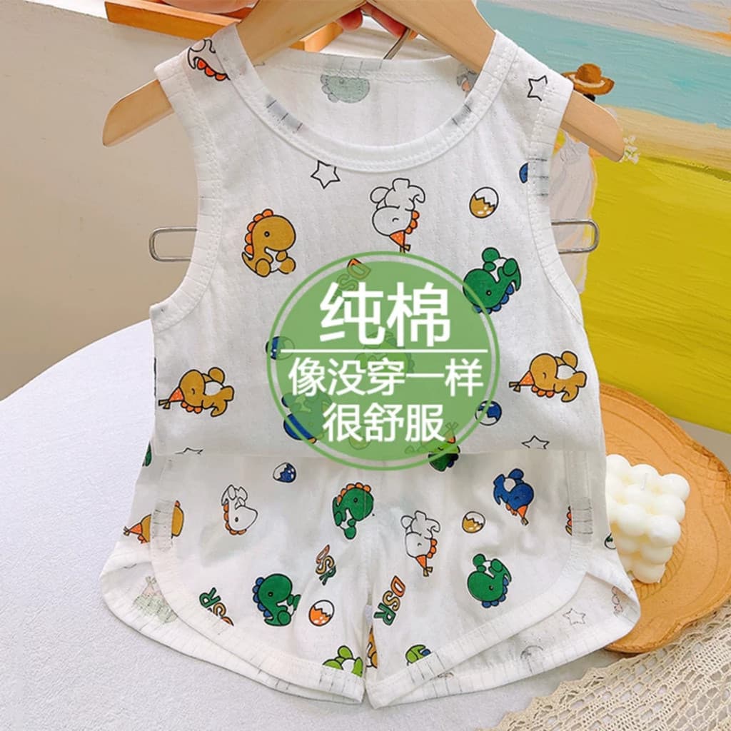 Colete infantil terno verão meninos meninas algodão fino sem mangas camiseta Shorts terno de duas peças respirável ar co